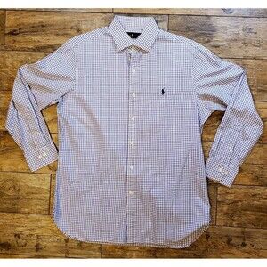 Ralph Lauren Men's Purple Check Button Up Dress Shirt Size 16-32/33